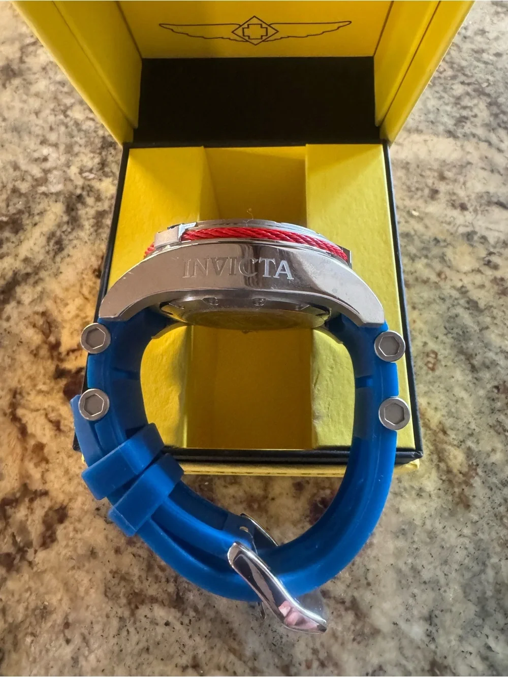Invicta Blue and Red Men's Sport Watch with Silver Case